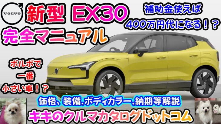 【新型車】ボルボ 新型 EX30 完全マニュアル！！2023年内に2000台販売目標！！ボルボの最新電気自動車！！日産アリアやトヨタbZ4xより安い！？