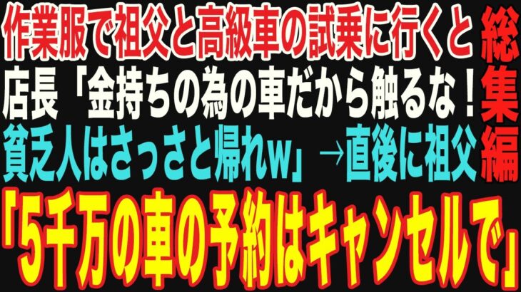 【朗読スカッと人気動画まとめ】祖父と高級車の試乗に行くと、高級車ディーラーの店長「金持ち向けの車なのでお客様では買えないかとw」その直後に祖父が…【修羅場】【作業用】【総集編】