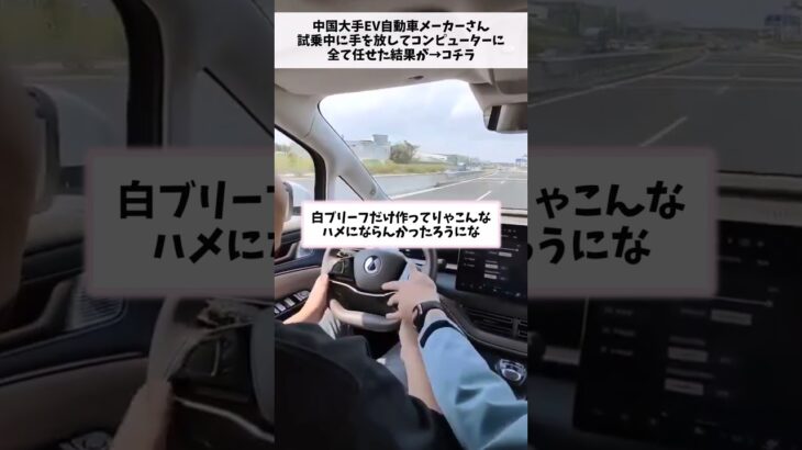 中国大手EV自動車メーカーさん、試乗中に手を放してコンピューターに全て任せた結果が→コチラ#小話 #聴く2ch #中国 #自動車 #自動ブレーキ #結果